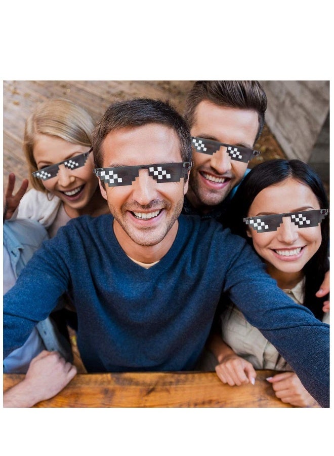 3 Pairs Thug life Sunglasses Pixel Sunglasses, Cool Thug Glasses Plastic Pixel Sunglasses, Party Accessories for Kids Adults, Black - Image 3
