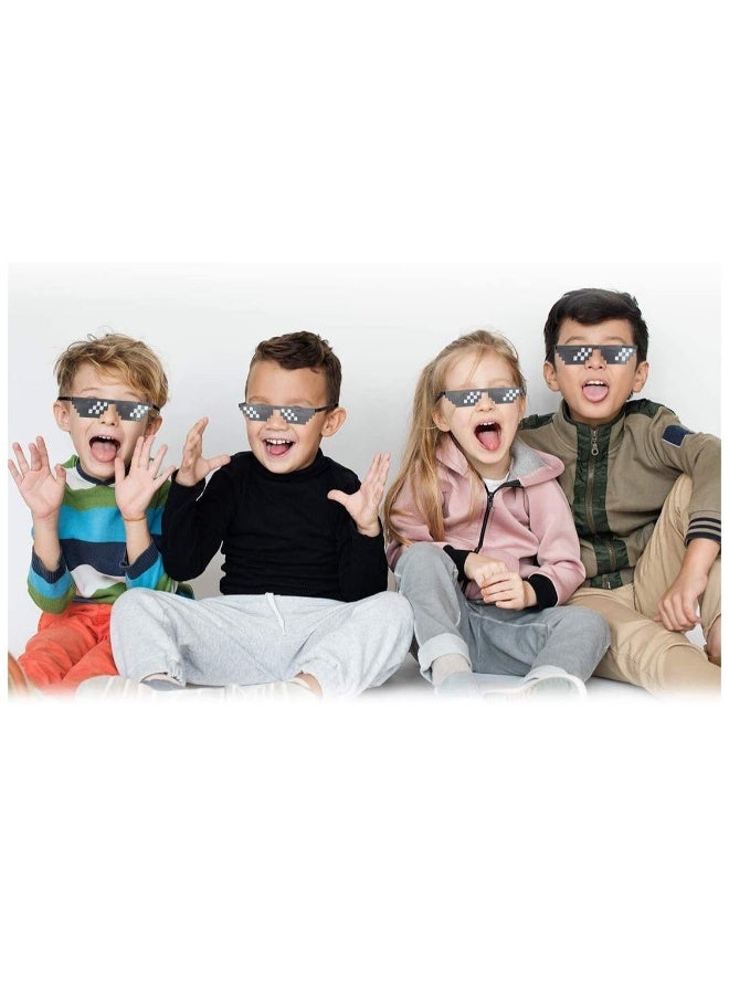 3 Pairs Thug life Sunglasses Pixel Sunglasses, Cool Thug Glasses Plastic Pixel Sunglasses, Party Accessories for Kids Adults, Black - Image 4