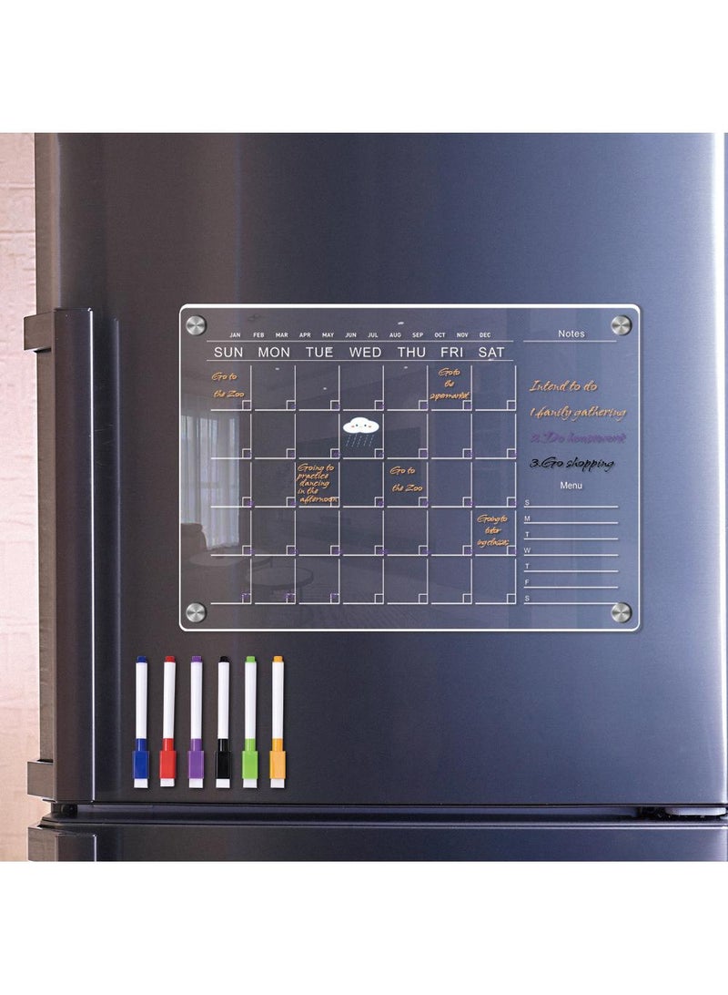 Generic Magnetic Transparent Acrylic Week Plan Memo Message Board Erasable Magnetic Refrigerator Sticker  - Image 1