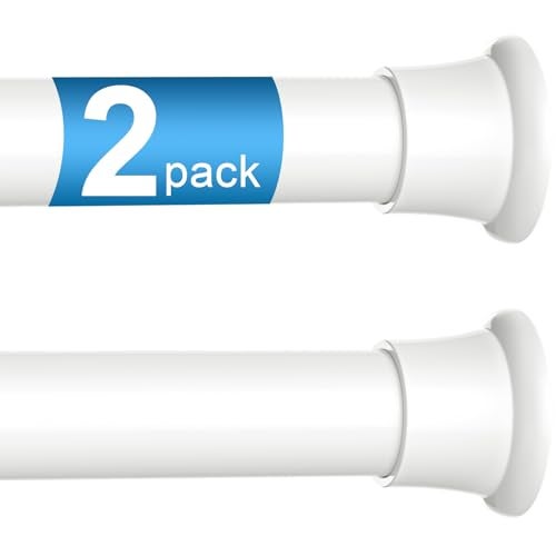 ZipGlo 2pack Tension Curtain Rod 30 to 62 Inch White Spring Tension Curtain Rod Adjustable Expandable Curtain Rod No Drilling Spring Loaded Curtain Rods for Windows Bedroom Doorway Door Closet - Image 1