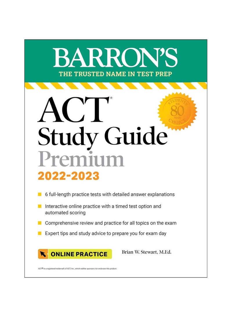 ACT Premium Study Guide 2022-2023 6 Practice Tests + Comprehensive Review + Online Practice Barron's Test Prep Fifth 