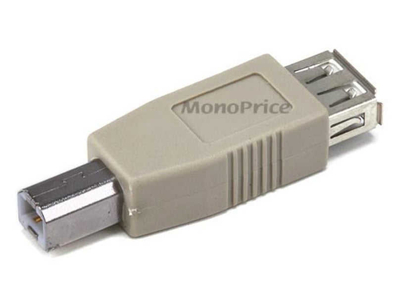 Monoprice USB 2.0 Type-A Female to Type-B Male Adaptor - Passive, Beige - Image 1