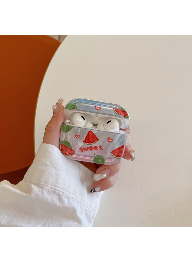 Loquat Feather Yarn Summer Watermelon For Airpods Pro2 For Apple Bluetooth Wireless 1/2/3 Generation Headphone Cover Cute Soft-Color:Summer Watermelon (single Shell)-Applicable Model:Airpods 3 Generations - Image 1