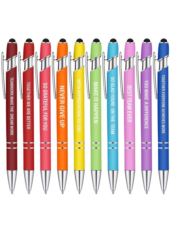 Eersida Employee Appreciation Pens Metal Inspirational Pens Black Ink Greeting Quote Ballpoint Pen With Soft Coated Pens For Events, Parties, Employee Appreciation More(10 Pieces)  - Image 1