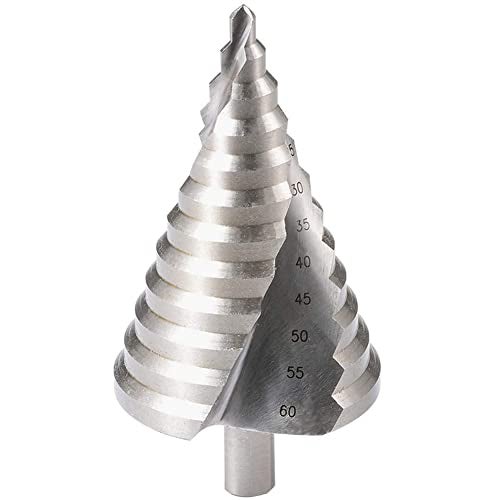 LSLANSOON 6-60mm Step Drill Bit, 12.5mm/0.5” Shank 4241 HSS Spiral Groove Drill Bit for Wood, Plastic, Sheet Metal - Image 1
