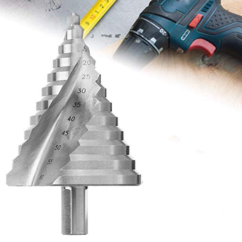 LSLANSOON 6-60mm Step Drill Bit, 12.5mm/0.5” Shank 4241 HSS Spiral Groove Drill Bit for Wood, Plastic, Sheet Metal - Image 2