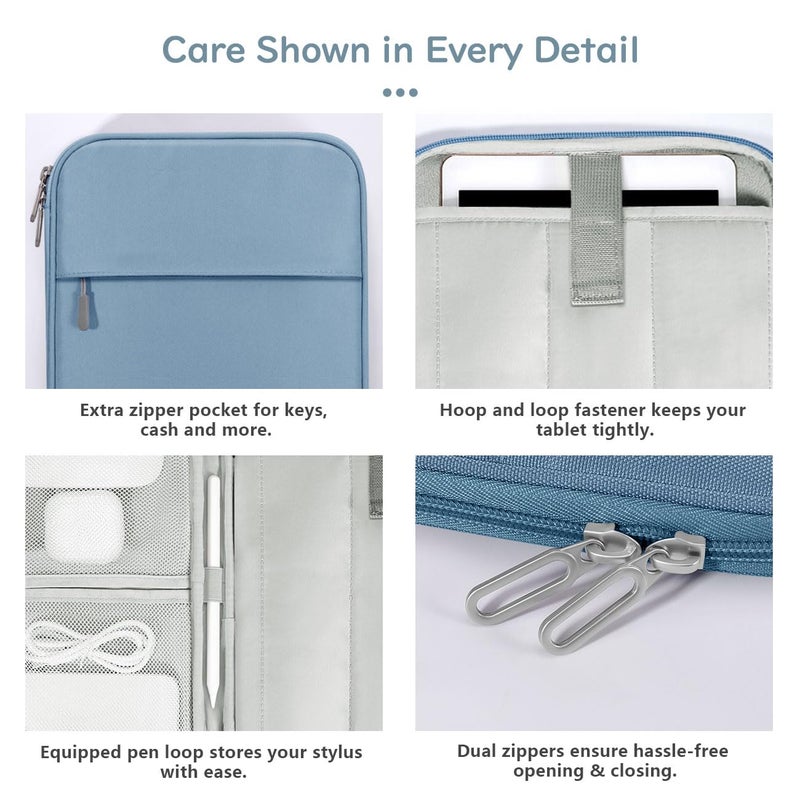 Dadanism 9-11 Inch Tablet Sleeve Padded Carrying Case for iPad (A16) 11th Gen 11", iPad 10th Gen 10.9", iPad Air M4/Pro M5 11", iPad Air 5/4, iPad 9/8/7th Gen, Galaxy Tab A11+ Plus 11", Blue - Image 5