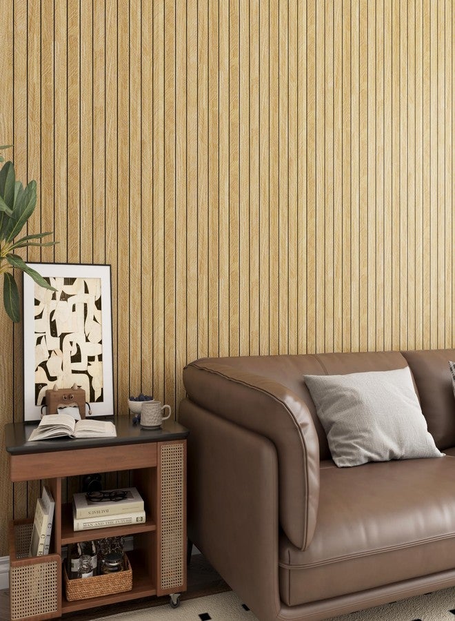 Decotalk Slat Wall Panels Wood Slat Panel Peel and Stick Wood Panels for Walls 12"x86.6" Brown Slatwall Paneling Stick on Wall Panel Paneling Sheets for Walls Woods Veneer Hub Shiplap Panelings - Image 2