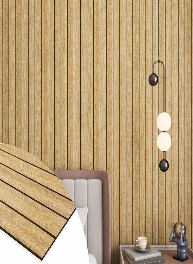 Decotalk Slat Wall Panels Wood Slat Panel Peel and Stick Wood Panels for Walls 12"x86.6" Brown Slatwall Paneling Stick on Wall Panel Paneling Sheets for Walls Woods Veneer Hub Shiplap Panelings - Image 1