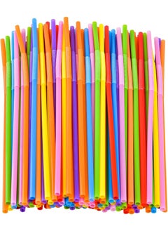 MOMENT Colorful [100Pcs] Lot Plastic Flexible Bendable Straw Drinking Straws Valentine'S Day Wedding Birthday Party Decoration Gift, One Size [ Multi Colors]  - Image 1
