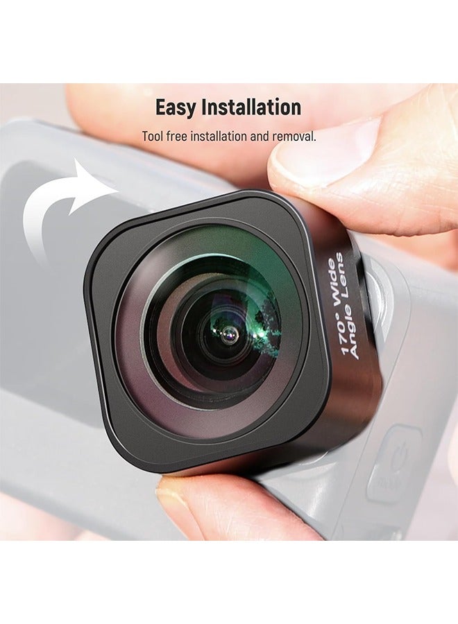 عدسة عريضة بزاوية 170° متوافقة مع كاميرا الحركة GoPro Hero 12 Hero 11 Hero 10 Hero 9 Black، ملحقات العدسات، زجاج بصري HD متعدد الطبقات ومضاد للانعكاس، إطار ألومنيوم، LS-37 - Image 5