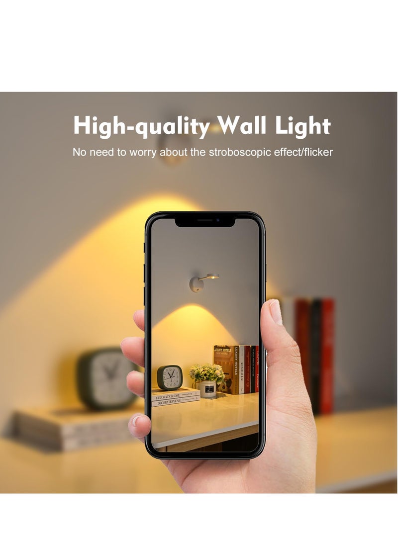 XiuWoo LED Motion Sensor Picture Light Battery Operated Rechargeable Wall Sconce Dimmable 3 Color Temperature 360°Rotation Wireless Spotlight for Wall Staircase Hallway Bedroom Cabinet  - Image 4