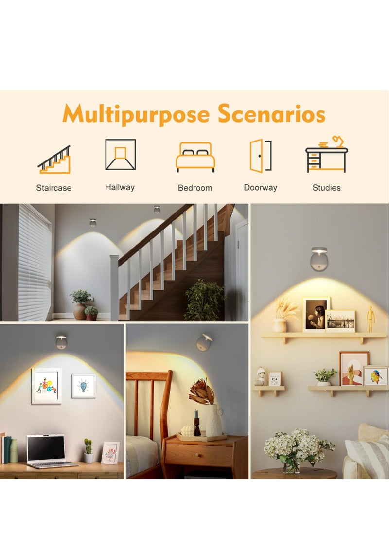 XiuWoo LED Motion Sensor Picture Light Battery Operated Rechargeable Wall Sconce Dimmable 3 Color Temperature 360°Rotation Wireless Spotlight for Wall Staircase Hallway Bedroom Cabinet  - Image 5