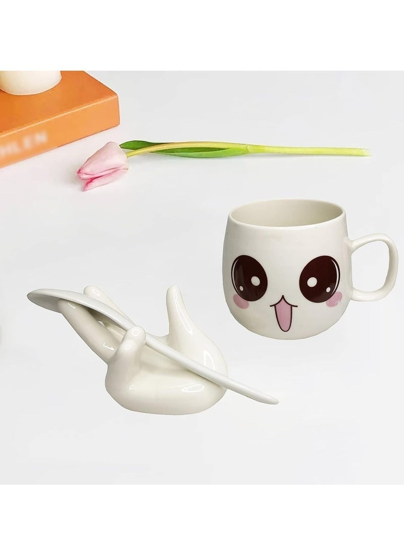 جيفت مجموعة من 3 أكواب بيض سيراميكية مبتكرة على شكل يد، حامل بيض للبيض المسلوق (أبيض) - Image 4