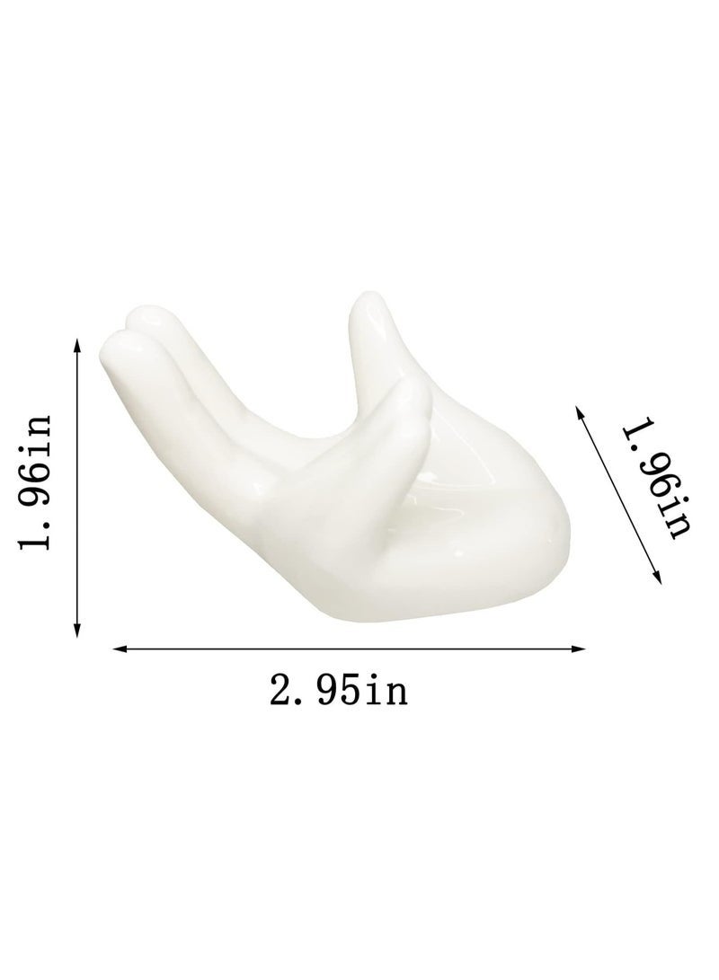 جيفت مجموعة من 3 أكواب بيض سيراميكية مبتكرة على شكل يد، حامل بيض للبيض المسلوق (أبيض) - Image 5
