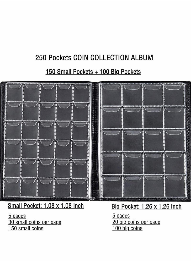 Excefore Currency Coin Album, Holder, 370 Pockets and Collecting Binder, 120 Paper Money Stamp Page Album Supplies for Collectors  - Image 2
