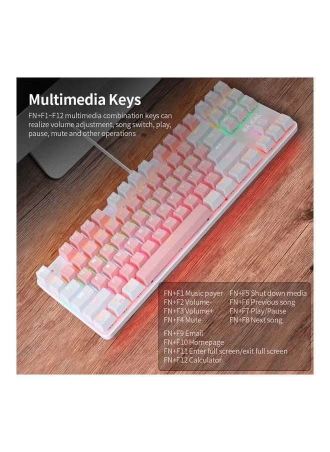 dida-cosmos - 87 Keys Wired Mixed Light Keyboard With Mechanical Blue Switch Suspension Button Blue & White - Image 1