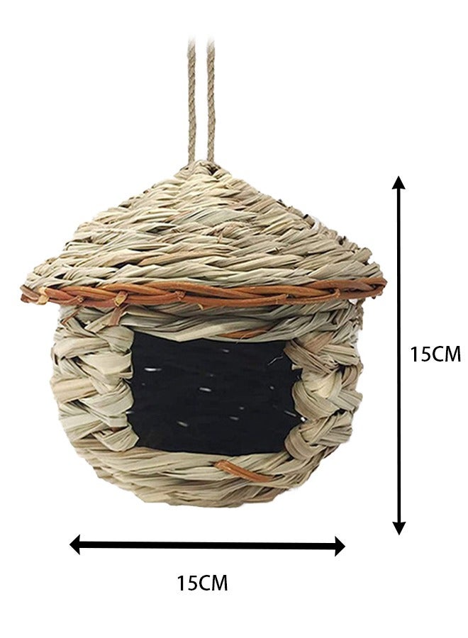 Favarey 3Pcs Birds Nest Straw Eco-Friendly Straw Birdhouse 100% Natural Fiber Bird Nest Hut Cozy Resting Breeding Place with Birds Toy for Medium-Sized Parrots Conures Cockatiel,Large - Image 4