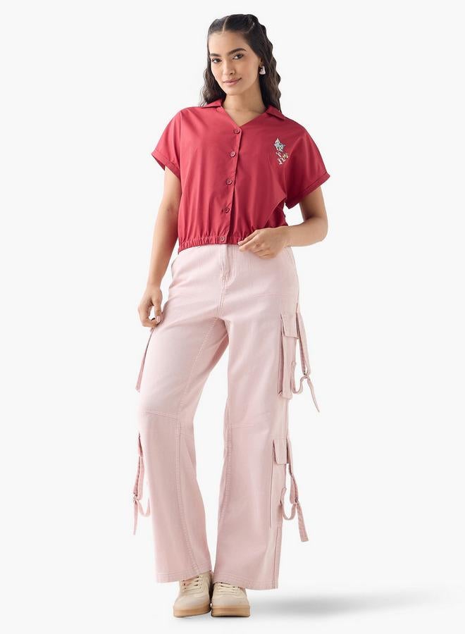 اس بي كاركترز قميص توم وجيري مطرز بحافة مطاطية - Image 2