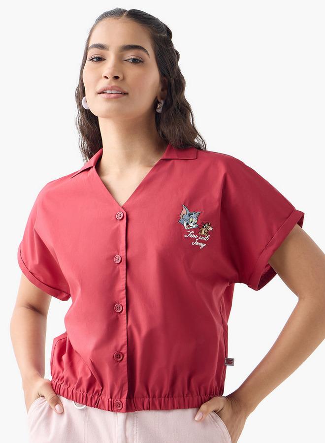 اس بي كاركترز قميص توم وجيري مطرز بحافة مطاطية - Image 1