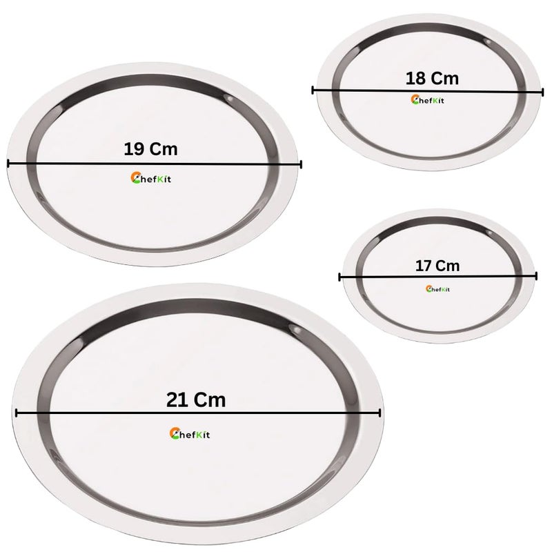 CHEFKIT Stainless Steel Heavy Gauge Lids for Vessels | Set of 4 Steel Cover Topes, Lid for Tope, Kadhai, Pan, Pots | Durable Ciba for Utensils | Net Cover Set - Image 3