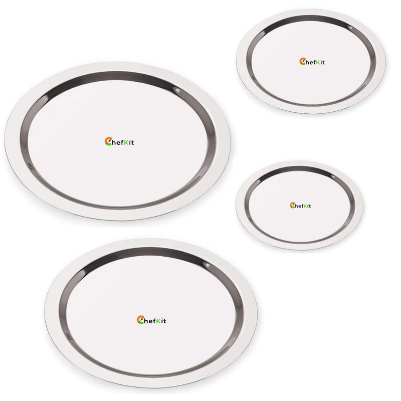 CHEFKIT Stainless Steel Heavy Gauge Lids for Vessels | Set of 4 Steel Cover Topes, Lid for Tope, Kadhai, Pan, Pots | Durable Ciba for Utensils | Net Cover Set - Image 1
