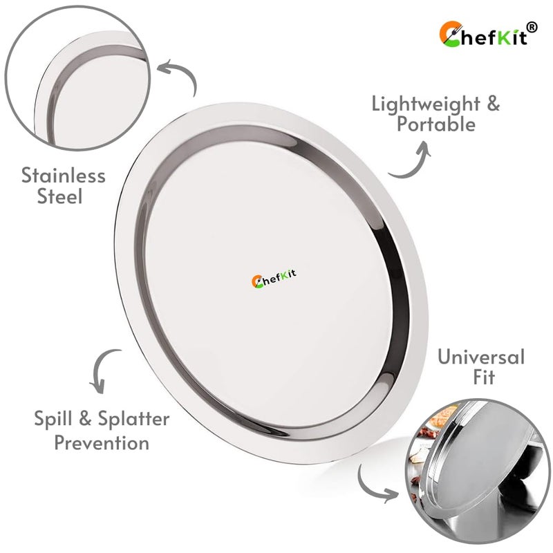 CHEFKIT Stainless Steel Heavy Gauge Lids for Vessels | Set of 4 Steel Cover Topes, Lid for Tope, Kadhai, Pan, Pots | Durable Ciba for Utensils | Net Cover Set - Image 5
