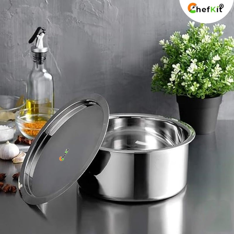 CHEFKIT Stainless Steel Heavy Gauge Lids for Vessels | Set of 4 Steel Cover Topes, Lid for Tope, Kadhai, Pan, Pots | Durable Ciba for Utensils | Net Cover Set - Image 4