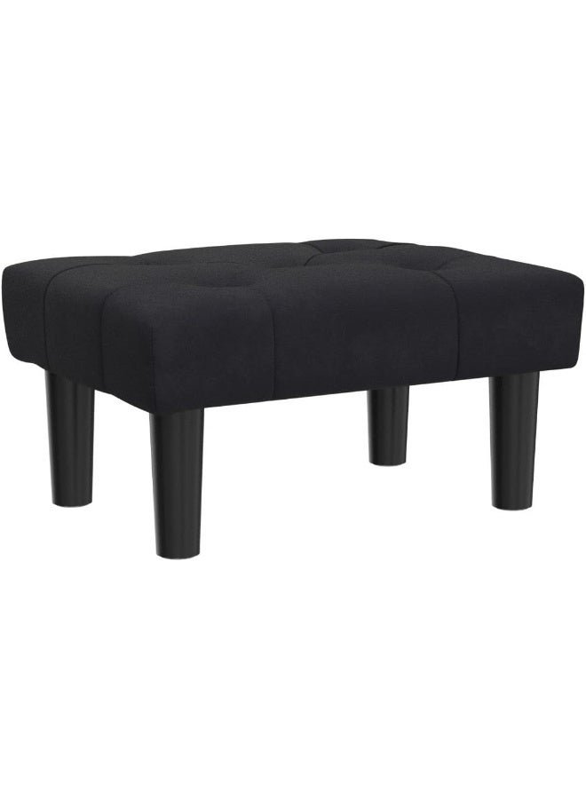 HOUCHICS Poppins HomeHOUCHICS Small Footstool Ottoman,Velvet Soft Footrest Ottoman with Wood Legs,Sofa Footrest Extra Seating for Living Room Entryway Office(Black 1PACK) - Image 4