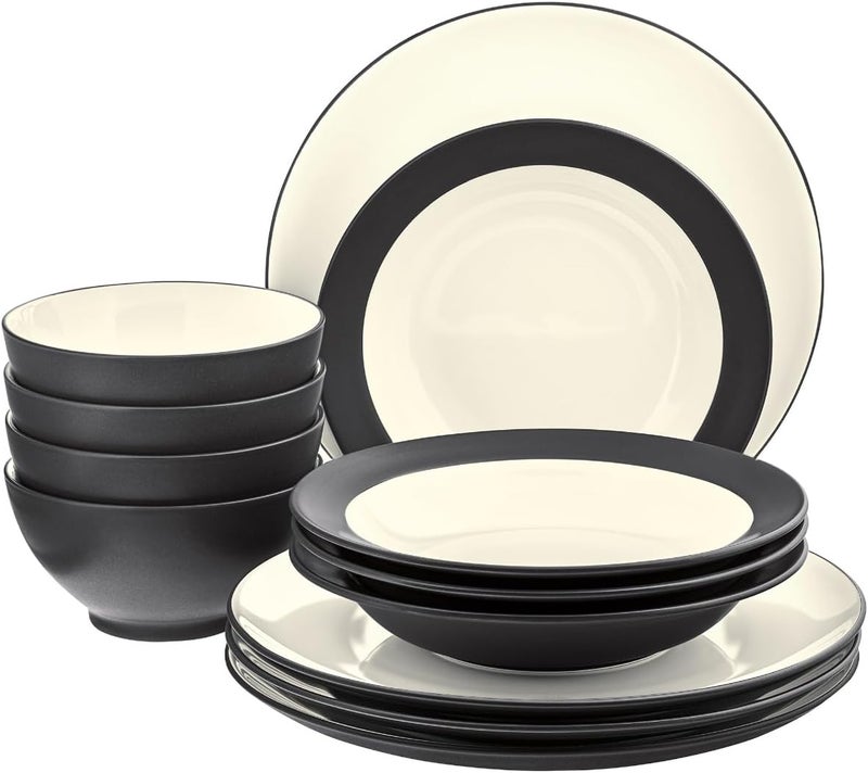 Noritake Colorwave Graphite 12Piece Coupe Dinnerware Set Service for 4 - Image 1