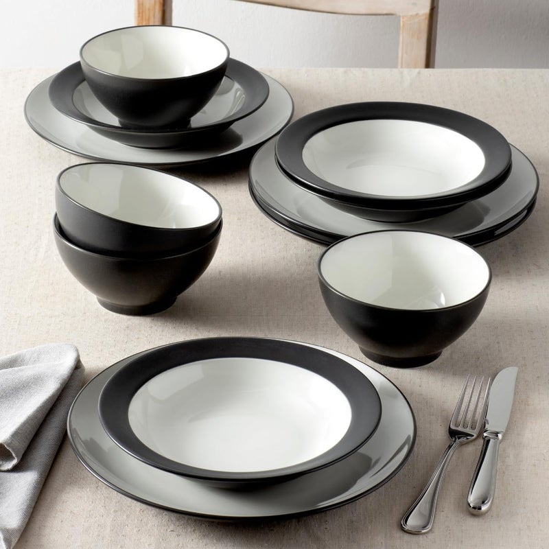 Noritake Colorwave Graphite 12Piece Coupe Dinnerware Set Service for 4 - Image 2
