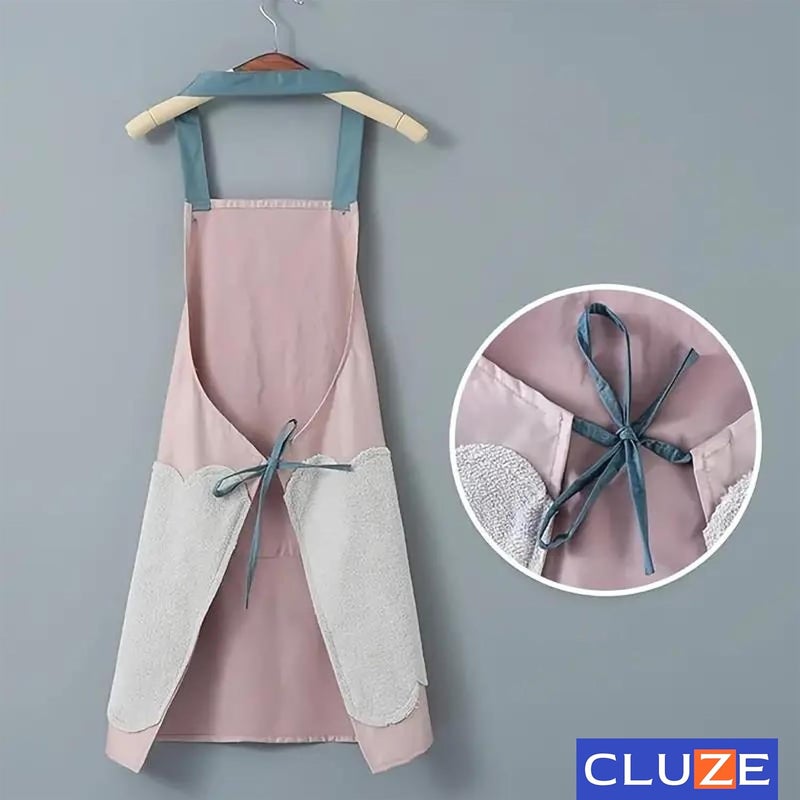 CLUZE Cute Cartoon Waterproof Apron Two Sides Coral Fleece Hand Wipeable Apron Kitchen Supplies Pack of 2 - Image 2