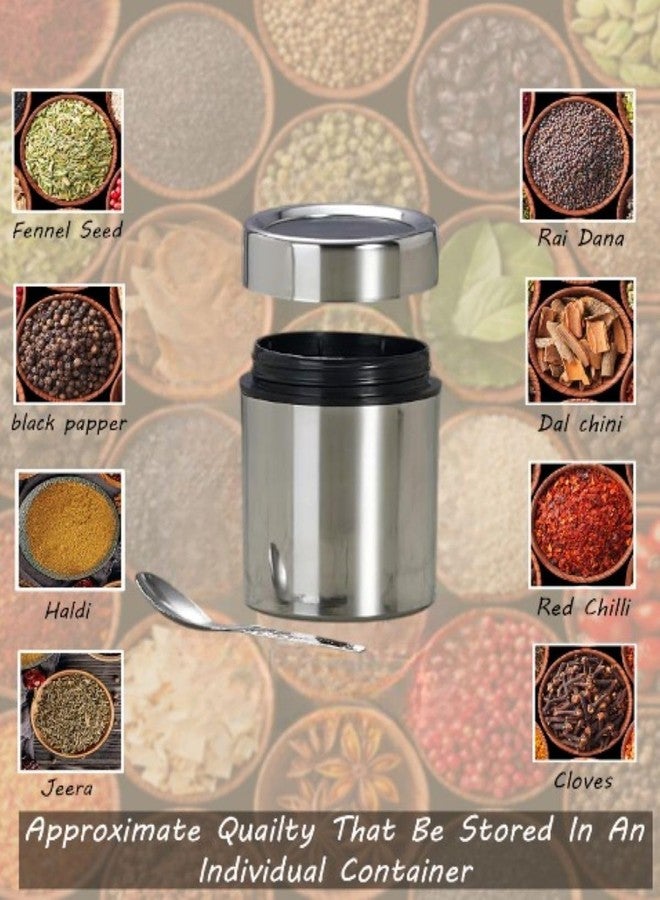MILTLIFE® Stainless Steel Masala Container 6 pcs | Masala Dani for Kitchen Storage | Steel Masala Box | Airtight Steel Masala Dani with 6 Jars & 6 Spoons - Image 4