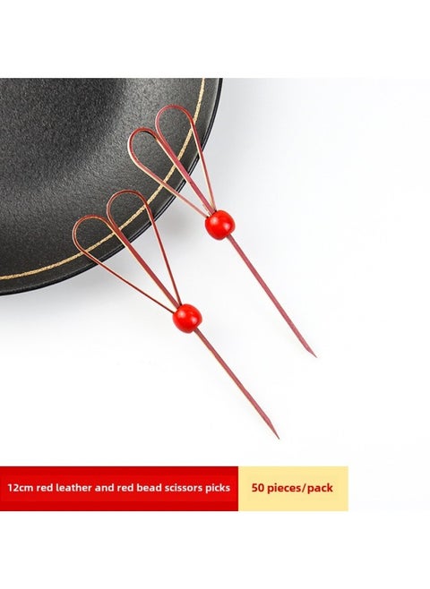 Mini Sugar-Coated Berry String Sticker Bamboo Sticker Disposable Special Material Net Red Small String Fruit Sticker Tool-Specifications:Red Beads/12cm /50