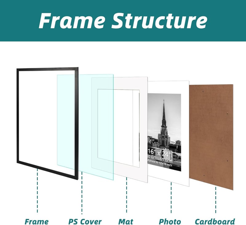 EYMPEU إطار صور EYMPEU، 40 × 60 سم، قطعة واحدة، إطار ملصق للحائط، مناسب للمكاتب والمنازل، أسود - Image 2