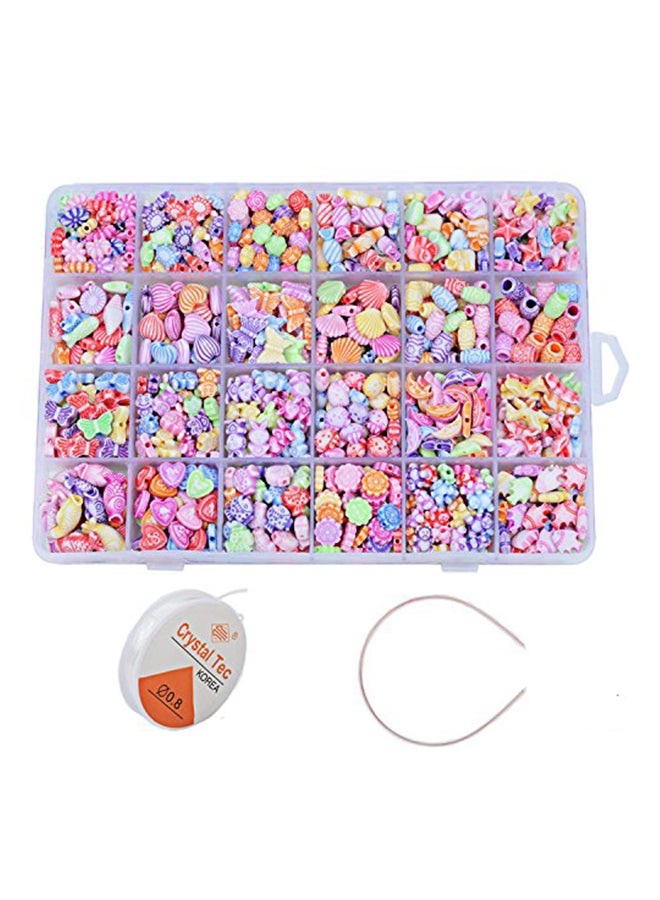Warmtree toy 1200-Piece, Diy Mixed Shapes Acrylic Beads With Box For Kids Bracelets/Necklaces Inch - Image 1