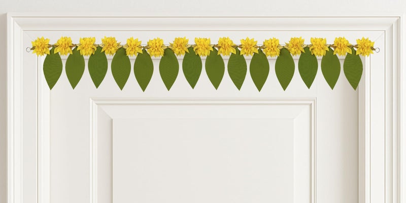 Daedal crafters Green Leaf Flower Toran for Main Door Entrance, Reusable Thoran for Mandir & Living Room Décor, Bandarwal for Festival Decoration, Flower Hanging for Home & Office Décor (41x7 inch) - Image 2