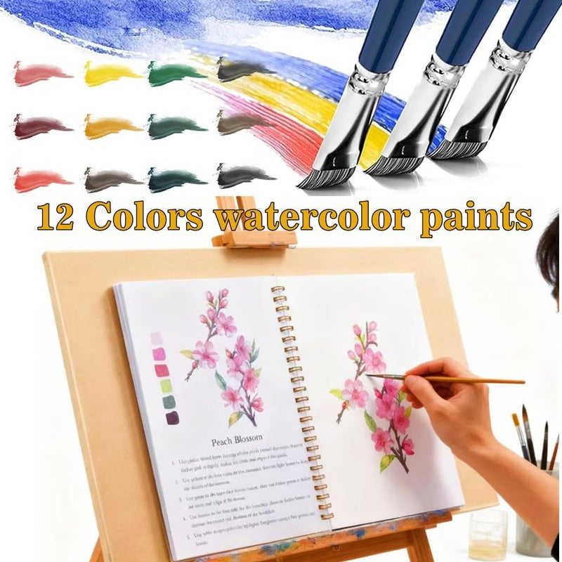 Baeleega Watercolor Workbooks Coloring Book Beginner Friendly Painting Kit Easy Nature Scenes Paint Set Art Crafts for Creative Exploration Gift for Adults (Seaside, Without Palette) - Image 2