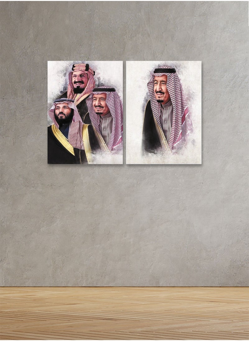 Marktna Decorative Wall Art Painting with The King Ibn Salman ,2 pieces,Size 80x60cm  - Image 1