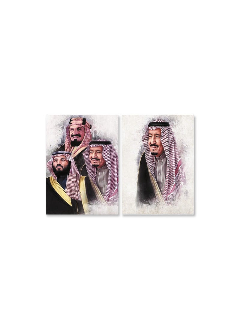 Marktna Decorative Wall Art Painting with The King Ibn Salman ,2 pieces,Size 80x60cm  - Image 2