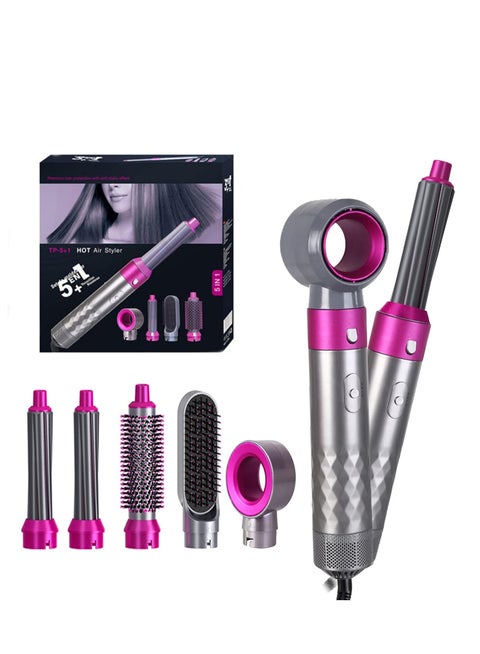 فرشاة تصفيف الشعر 5 في 1 – مجفف هواء ساخن متعدد الوظائف مع رؤوس قابلة للتبديل – تجعيد، تنعيم، تمويج، حجم إضافي – تقنية الأيونات السالبة