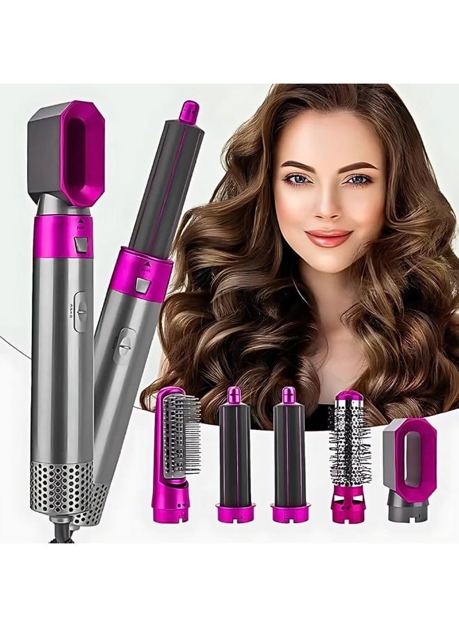 5‑in‑1 Hair Styling Brush 1000W – Hair Dryer and Hot Air Brush with Interchangeable Attachments for Drying and Styling Hair in One Tool – Professional Hair Dryer and Styler for Curling, Straightening, Waving, Adding Volume and Natural Shine – All-in-One Styling Tool Equipped with Negative Ionic Technology to Reduce Frizz, Static and Maintain Healthy, Smooth Hair – Electric Hot Air Brush Suitable for All Hair Types for Women, Short and Long, Fine or Thick Hair – Hot Air Styling Device for Daily Home Use Delivering Salon-Like Professional Results While Saving Time and Effort - Image 1