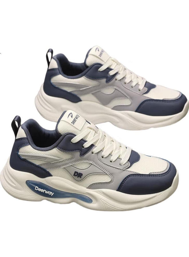 Deerway Men'S Shoes, Summer Dad Shoes, Trendy Thick-Soled Breathable Casual Sneakers, Gray-Blue, Size 42 - Image 3