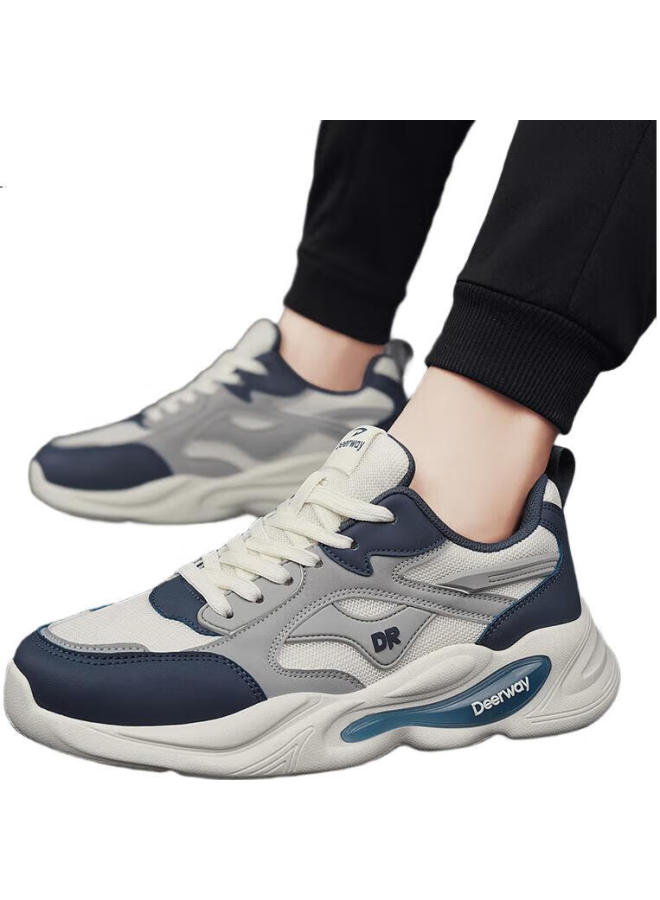 Deerway Men'S Shoes, Summer Dad Shoes, Trendy Thick-Soled Breathable Casual Sneakers, Gray-Blue, Size 42 - Image 1