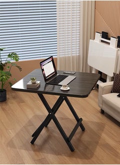 Generic Folding Table Outdoor Dining Table Portable Camping Table Home Bedroom Rental House Square Table(60*60CM Black Table Legs)  - Image 1