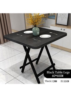 Generic Folding Table Outdoor Dining Table Portable Camping Table Home Bedroom Rental House Square Table(60*60CM Black Table Legs)  - Image 2