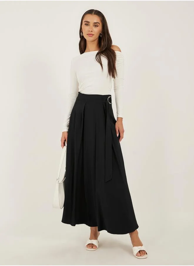 ستايلي High Rise Pleated A-Line Maxi Dress