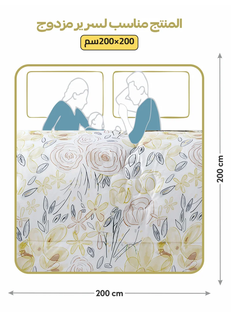 Donetella Bedding Comforter Set, King Size 240x260 cm - 6-Pcs Digital Print Quilted Bed Set, Microfiber Fabric - 1 Comforter, 1 Fitted Sheet, 2 Pillow Shams, 2 Pillowcases.
