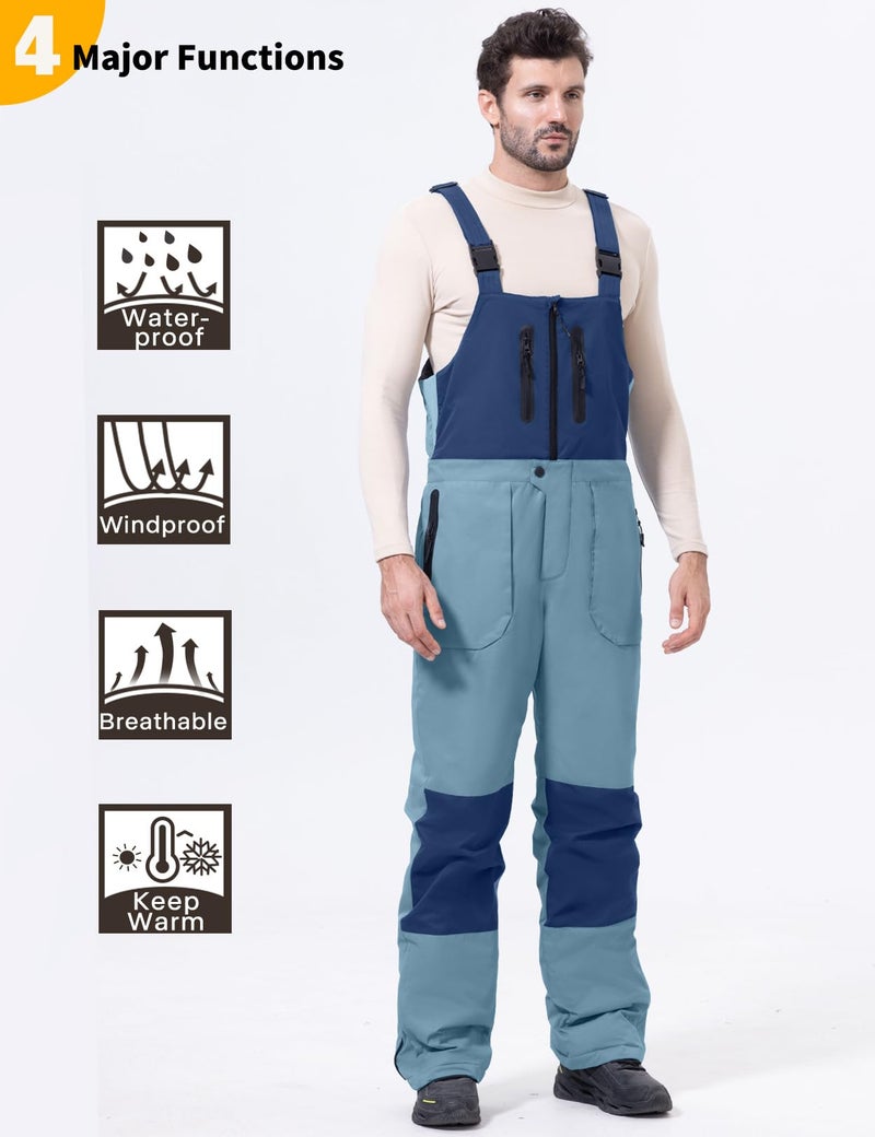 GEMYSE Men's Insulated Waterproof Ski Bib Overalls Winter Snowboarding Pants(Haze Blue and Orchid,X-Large) - Image 4