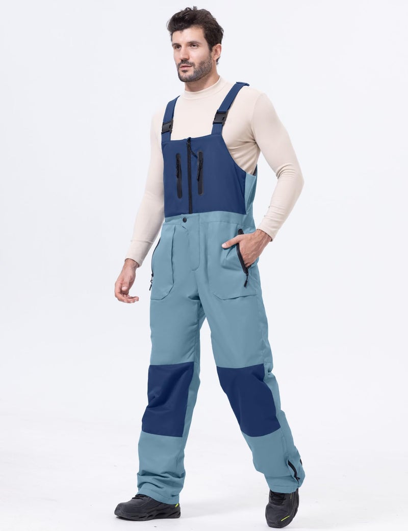 GEMYSE Men's Insulated Waterproof Ski Bib Overalls Winter Snowboarding Pants(Haze Blue and Orchid,X-Large) - Image 3